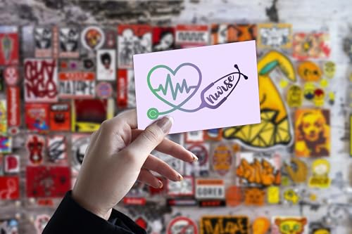 Image of Nurse Stethoscope Heartbeat (2 Pack) Vinyl Sticker Decal - 5.5 x 5.5 Inches - for Car Truck SUV Van Window Bumper Wall Laptop Tablet Cup Tumbler and Any Smooth Surface