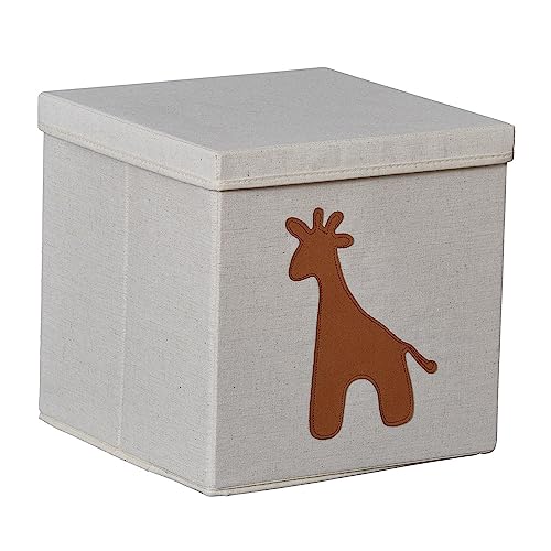 LOVE IT STORE IT Premium Aufbewahrungsbox mit Deckel - Quadratisch, Stabil, Beige mit Giraffe - 33x33x33 cm - Ideal für Regale und Spielzeug-Aufbewahrung