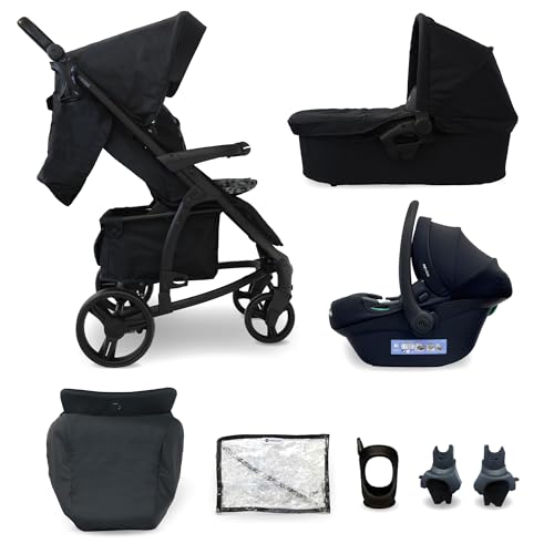 My Babiie MB200i 3-in-1 Travel System - Baby Pushchair, Carrycot, Infant Car Seat (R129 i-Size), Foldable, Includes Footmuff, Rain Cover, from Birth to 22kg (4 Years Approx.) - Black Leopard