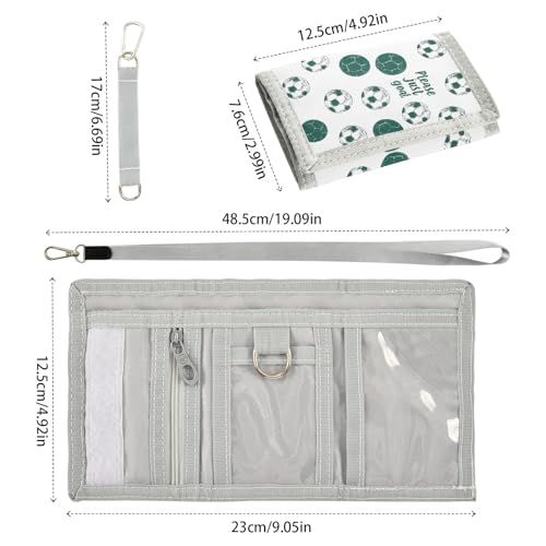 ALAZA Kids Wallets for Boys Girls Toddler Trifold Wallet Children Small Green Football White with Zipper Coin Pocket3