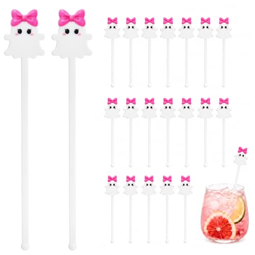 36 Pcs Pink Ghost Cocktail Stirrers, 7.1 Inch Halloween Swizzle Sticks - image 1