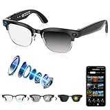 SGUKZF AI Smart Glasses with Camera, 4K EIS Anti-Shake Video & Photo Capture, Real-Time Translation,Open-Ear Bluetooth Audio, Object Recognition, Recording Sunglasses with Photochromic
