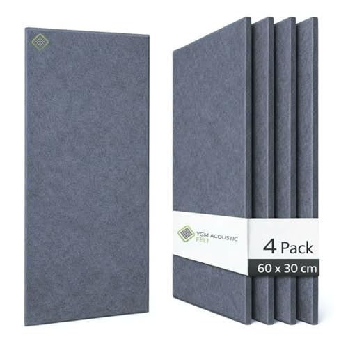 Image of YGM Acoustic Foams Luxury PET Felt Acoustic Self Adhesive Panels, 10 MM Thick, Sound Absorbing Panels for Wall | Room Noise Reducer & Sound Dampening (Midnight Grey, 1x2 Foot - 4 Panels)
