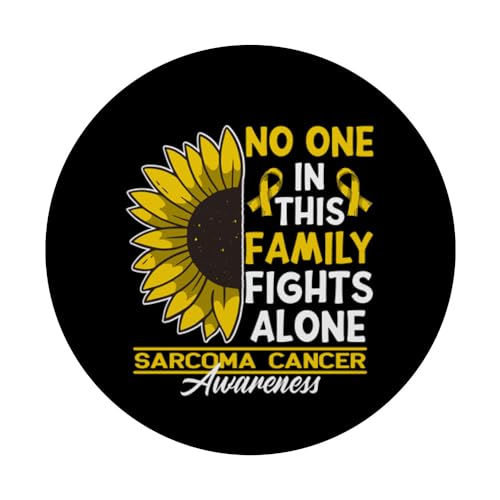 No One In This Family Fights Alone I Sarcoma Cancer PopSockets Swappable PopGrip, Black - Image 3