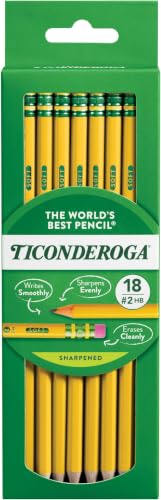 Image of Ticonderoga Wood-Cased Pencils, Pre-Sharpened, 2 HB Soft, Yellow, 6 Boxes of 18 Count, 108 Pencils Total (Pack of 12)