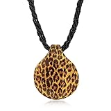 Ross-Simons Italian Leopard-Print Murano Glass Pendant Necklace With 18kt Gold Over Sterling. 18 inches