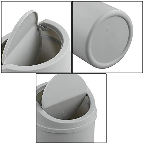 Mini caneca de basura de escritorio 2 litros con tapa basculante gris miniatura 3