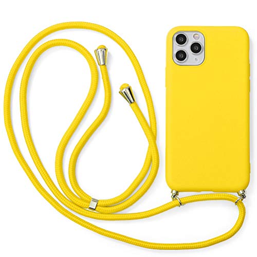 Eouine Crossbody Case For Iphone 12 Mini [5.4"], Iphone 12 Mini Case With Neck Cord Lanyard Strap - Anti-Scratch Yellow Silicone Tpu Adjustable Necklace Strap - Yellow #TOP5