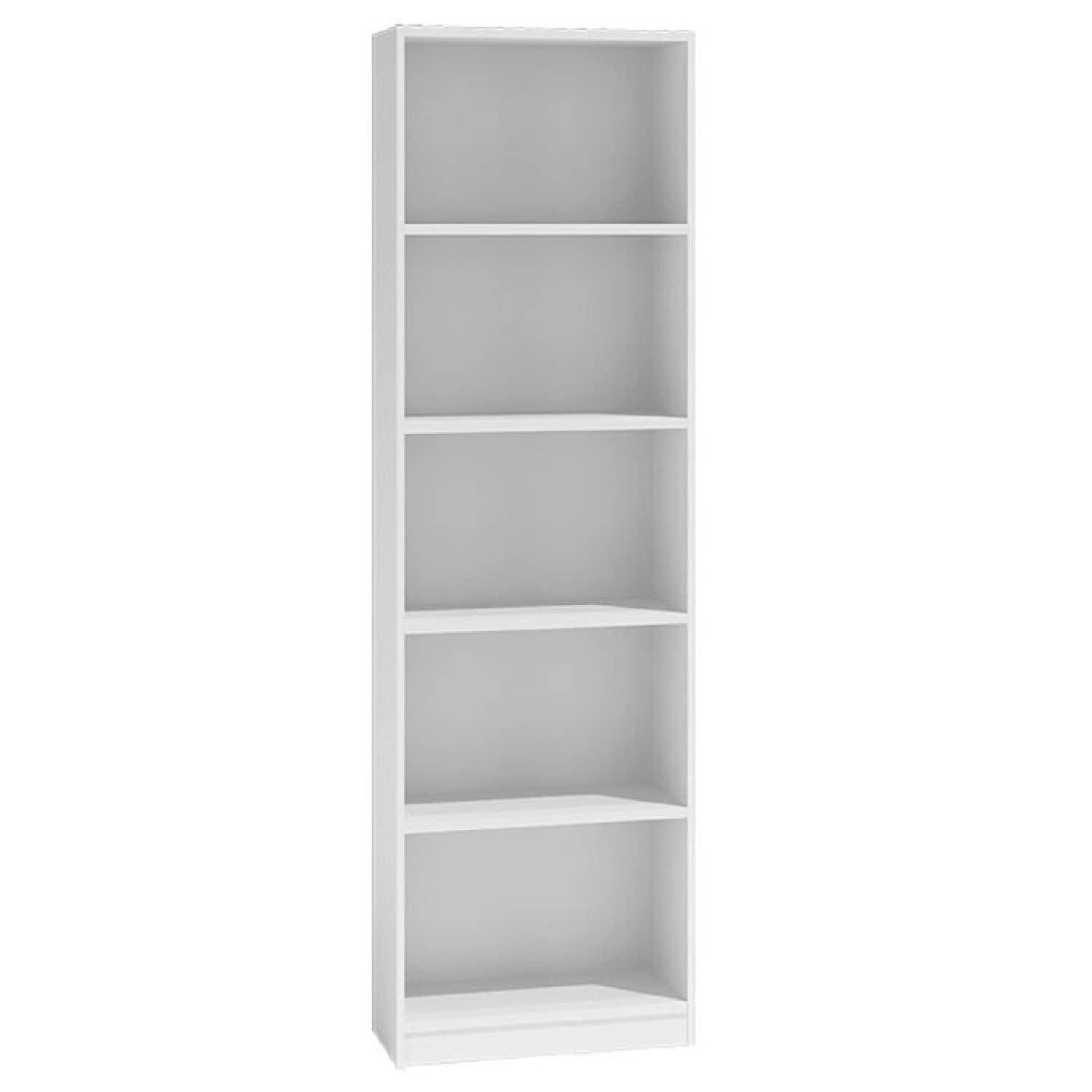 WHATSIZE ENTERPRISE 5 Tier Bookcase White, Tall Freestanding Book Shelf for Living Room, Study and Bedroom, Wooden Shelving Unit Book Case (40cm L x 30cm W x 182cm H)