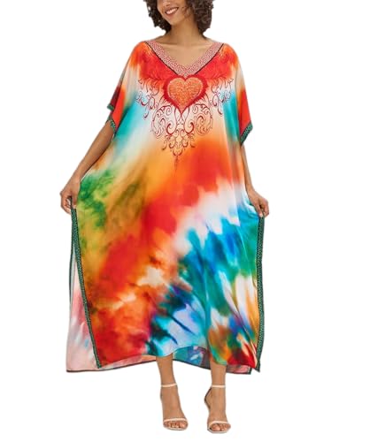 Image of NFVNKJ Women's Plus Size Beach Lounge Kaftan Maxi Dress Swimsuit Coverup for Women