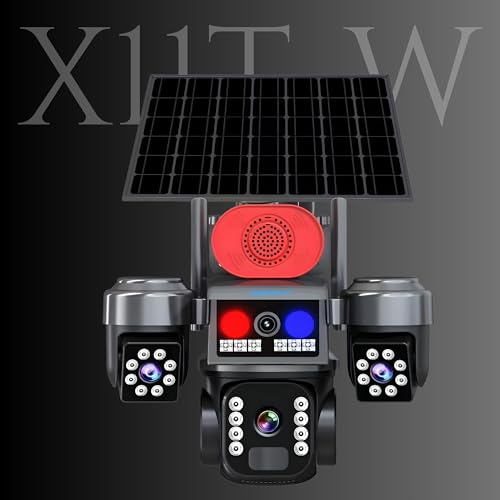 Image of XUGA-Cybernautt X11T-W Triple-Lens WiFi Solar Camera with Three 4MP Lenses, 1080P Full HD, 350 Pan and 90 Tilt Coverage, Wire-Free Solar-Powered Operation, Built-in Siren and Two-Way Audio