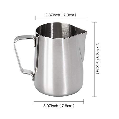 Dianoo Jarra De Espuma De Leche Acero Inoxidable Jarra Humeante Arte Latte Taza De Espuma Para El Café Capuchino… - Imagen 3