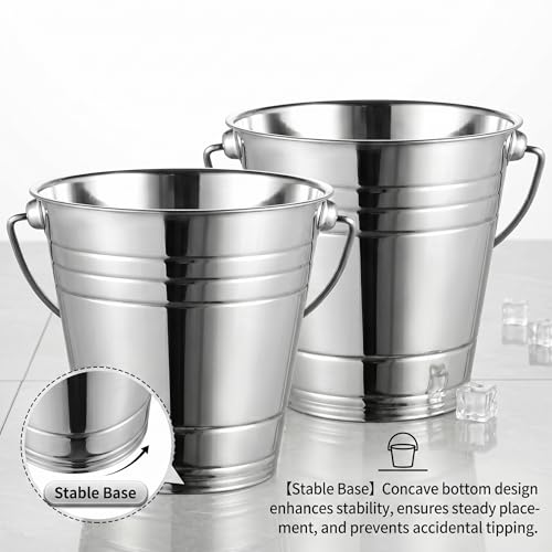 Cubo para vino y hielera de acero inoxidable de 3000 ml, set de 2 cubos de metal para champán 3
