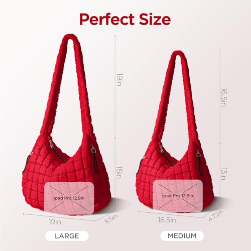 Image of Puffer Tote Bag for Women Large Quilted Crossbody Bag Quilted Carryall Bag Soft Puffy Hobo Handbags Puff Purse Shoulder Bag