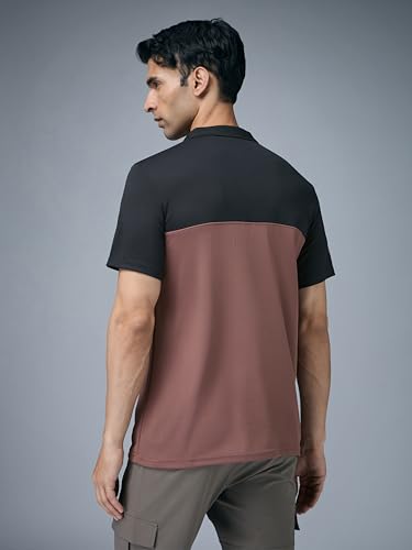 Image of TECHNOSPORT Men's Slim Fit Color Block Half Sleeve Polo Neck T-Shirt with Technocool+, UPF50+ Sun Protection for Gym, Sports & Regular Use