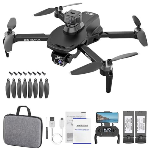GPS Drone with HD Camera for Adults, Professional FPV Drones with Auto Return, Follow Me Circle Fly, Waypoint Fly Stable Hover Brushless Motor Foldable 5G Transmission Remote Control L500 Quadcopter
