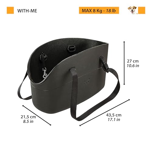 Ferplast Borsa Per Cani Piccoli WITH-ME, Eva, Morbida Plastica Gommata, Lavabile, Cinghiolo Di Sicurezza, Nero - 3