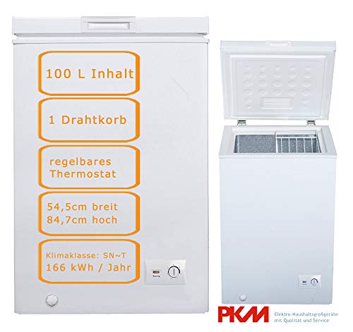 PKM Gefriertruhe 100L A+ Weiß 54,5cm breit Tiefkühltruhe Eisschrank freistehend