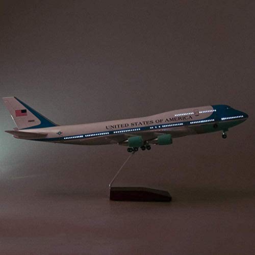 Skulptur 47M Flugzeugmodell mit LED-Lichtern, exquisiten Modespielzeugen, Boeing 747 Air Force One Flugzeug und Lichtrad Druckguss Kunststofflegierung Metallbasis Flugzeug Verkehrsflugzeug Geschenk Ge Cover
