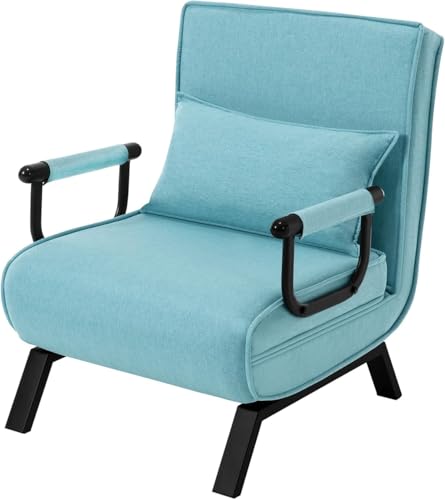 HerYinger Gästebett Für Verstellbarer Rückenlehne Schlafsofa mit Bettfunktion Schlafsessel mit bettfunktion,Platzsparendes Gästebett Wohnzimmer Schlafzimmer, Balkon Metallrahmen Leinen (Blau) HerYinger Gästebett Für Verstellbarer Rückenlehne Schlafsofa mit Bettfunktion Schlafsessel mit bettfunktion,Platzsparendes Gästebett Wohnzimmer Schlafzimmer, Balkon Metallrahmen Leinen (Blau)