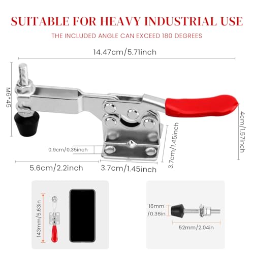 Image of Serplex 4Pcs Toggle Clamp Hold Down Clips 220Lbs Holding Capacity Antislip Horizontal Quick Release Toggle Clamp for Woodworking Jigs and Fixtures, Welding, Drill Press, Crosscut Sled