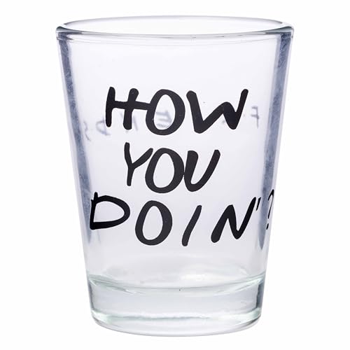 Image of Silver Buffalo Friends Iconic Quotes inchYou're My Lobster, inch inchHow You Doin' inch inchPivot, inch and inchWe Were On A Break! inch 4 Pack Mini Glasses, 1.5 Ounces