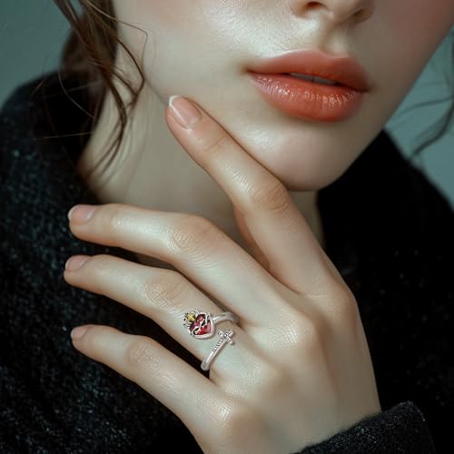 Bague Grenat Pierre de Naissance Janvier et Croix Argent 925
