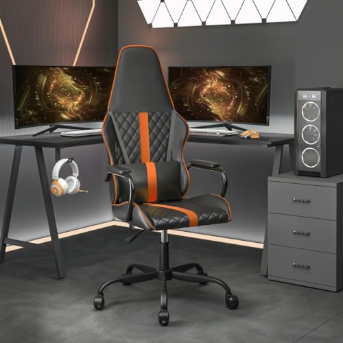 Rantry Chaise de Gaming Massage Orange et Noire en Similicuir Chaise de Bureau Chaise de Bureau Chaise de Bureau Ergonomique Chaise de Bureau Fauteuil de Bureau
