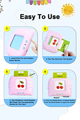 Toddler Educational Learning Toys For Boys Girls Ages 4,Alphabet Learning Pocket Speech Therapy Autism Sensory Toys For Toddlers,224 Sight Words For Preschool Kids Talking Flash Cards Gifts Pink #TOP1