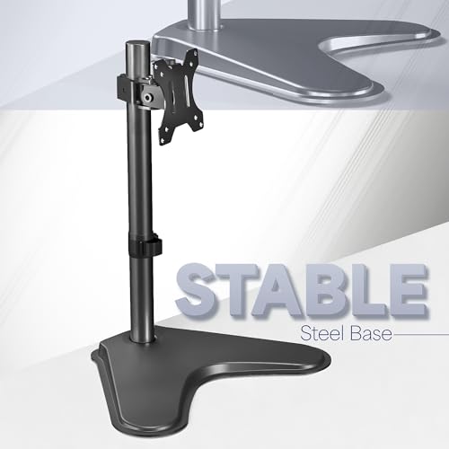VIVO Single Monitor Desk Stand, Holds Screens up to 32 inch Regular and 38 inch Ultrawide, Freestanding VESA Steel Mount Base, Adjustable Height, Tilt, Swivel, Rotation, Black, STAND-V001H - Image 6