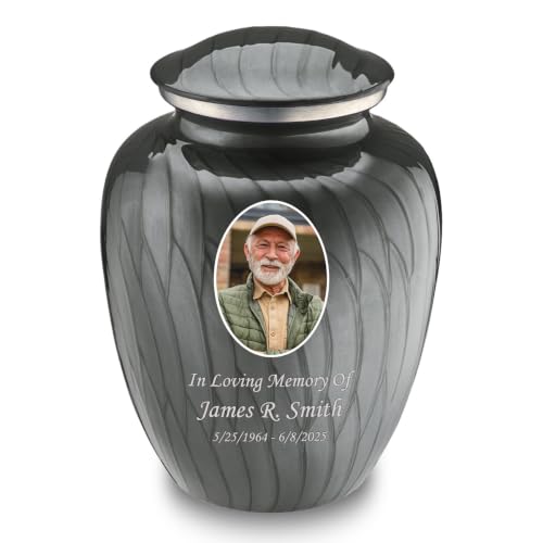 Image of Geturns - Adult Cremation Urns for Human Ashes I Large Photo Funeral Urn for Men and Women I 200 lbs (Pearl Silver)