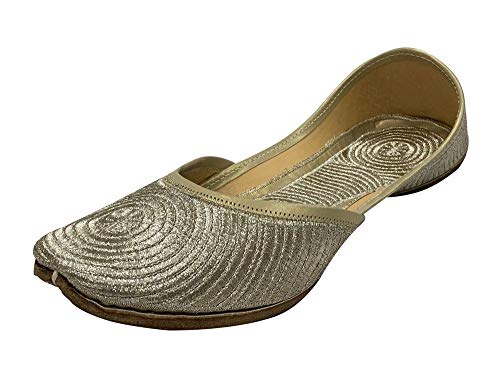 Stop n Style Ladies Gold Zari Work Punjabi Jutti Ethnic Mojari Handmade Rajasthani Juti