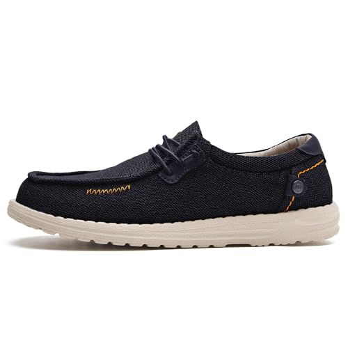 Image of Men's Canvas Loafers, Slip On Casual Shoes | Hands Free, Lightweight, Comfortable, Breathable Upper, Walking Shoes, Stretch, Travel, Vacation, Everyday Wear