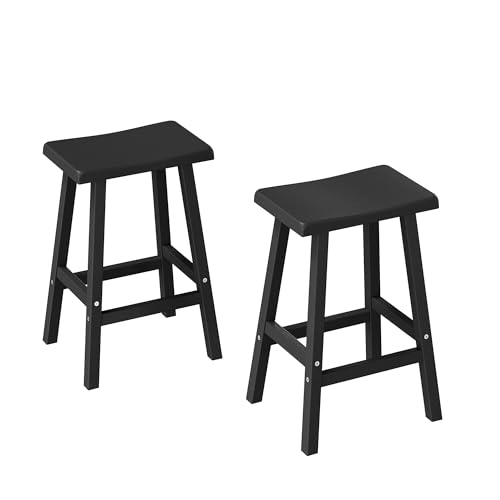 NUNU LAB Waterproof Barstools Set of 2-24 Inch HDPE Dining Height Indoor/Outdoor Stools with Curved Backrest, UV Resistant Kitchen Breakfast Nook Chairs for Dining Room,Patio,Small Space (24')