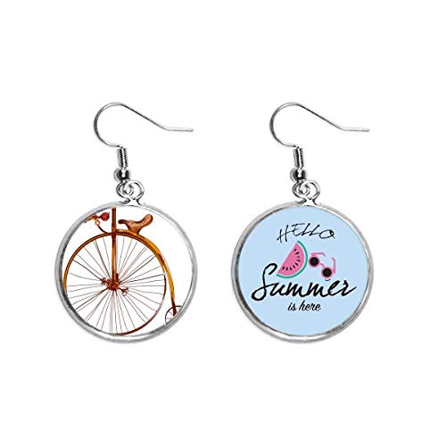 Pendientes de sandía estilo vintage bicicleta High Wheeler Bretaña para lóbulo de mujer