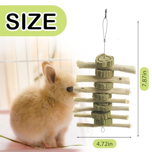 Image of Natural Sweet Bamboo Grass Cake for Grinding Teeth,Rabbit Chew Toys Snack Hanging Guinea Pig Cake Toys String for Bunny,Chinchilla,Guinea Pigs,Squirrel,Gerbil (4PCS)