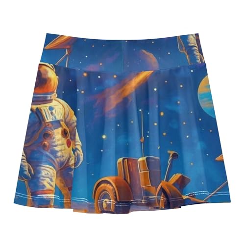 Astronaut Lunar Moons Surface Tennis Skirts for Kids Clothes Athletic Shorts Girls Skorts Little Girl 4t2