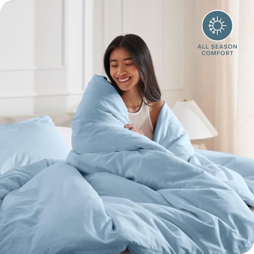Image of Viewstar Premium Cotton Duvet Cover, Single Size 60x90 Inches, 300 Thread Count, Ultra-Soft, Wrinkle-Free, Cotton-Quilt /Comforter Zipper Cover (Sky Blue)