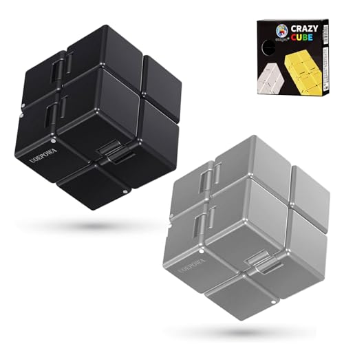 UOEPOWA 2-Pack Infinity Cube Fidget Toy Sensory Tool Fidgeting Game for Teens and Adult Cool Mini Gadget Best for Stress Relief Light on The Fingers Perfect Sensory Gift for Kids Teens and Adults
