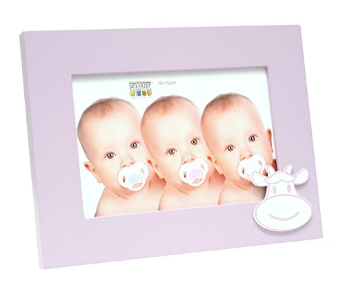 Deknudt Frames S66RK4 Cadre Photo Bébé Motif Vache Bois Rose 13 x 18 cm