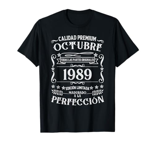 36 cumpleaños Nacido en Octubre de 1989 Vintage 36 años Camiseta