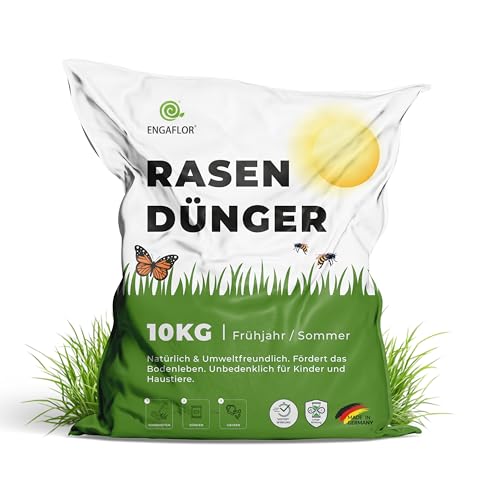 ENGAFLOR Rasendünger Frühjahr/Sommer | mineralisch-organischer Langzeitdünger | geruchsneutral | für dichten, grünen Rasen | schnelle Wirkung & nachhaltige Bodenpflege (10 KG bis 500 m²)