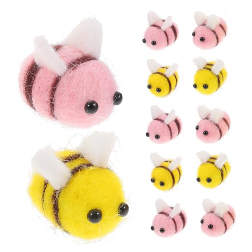 KOCKSHION 24Pcs Wool Felt Bee Ornaments for Crafts Bright Decorative Accessories for Clothing Party Decorations Rooms Cute Felt Animal Kit with Bees