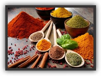 Quadro Decorativo Cozinha Condimentos Moldura Preta (45x33)