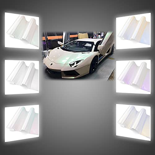 Free Tool Kit Gloss Pearl White to Blue Car Vinyl Wrap Self Adhesive Sticker Decal Sheet with Air Release Technology 60