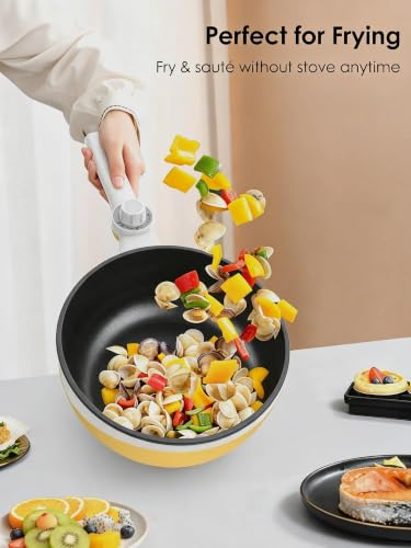 Image of Audecook Electric Hot Pot Mini Electric Skillet Adjustable Power Nonstick | Portable Cooking Pot Multi Ramen Cooker for Noodles, Soup, Steak, Eggs, Oatmeal, Home, Office, Dorm Room, and Travel