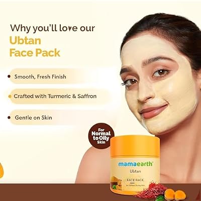 MAMAEARTH Ubtan Face Pack with Turmeric & Saffron | Restores Natural Glow & Makes Skin Soft & Supple | 3.5 Oz (100g)