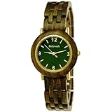 Holzwerk Germany Orologio da donna realizzato a mano, ecologico, in legno, marrone, oro, rosso, cinturino in legno, analogico, classico, al quarzo, Verde hw, Bracciale