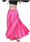 Indian Trendy Women's Satin Full Circle Swing Halloween Belly Dance Tribal Skirt - Deep Pink