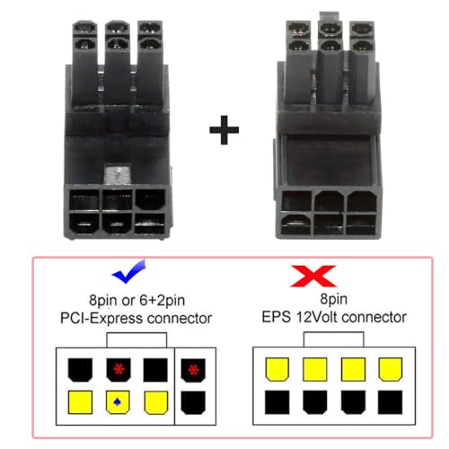 Adaptador de conector ATX 6Pin macho a hembra ángulo 90° x2 miniatura 3
